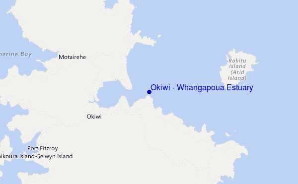 mapa de ubicación de Okiwi - Whangapoua Estuary