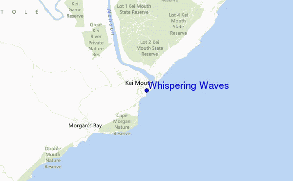 mapa de ubicación de Whispering Waves