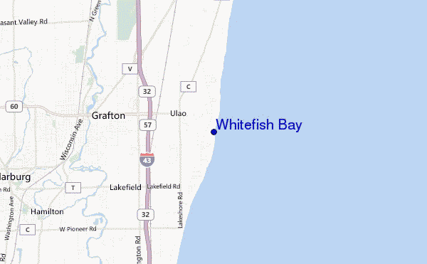 mapa de ubicación de Whitefish Bay