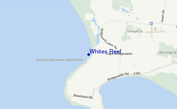 mapa de ubicación de Whites Reef