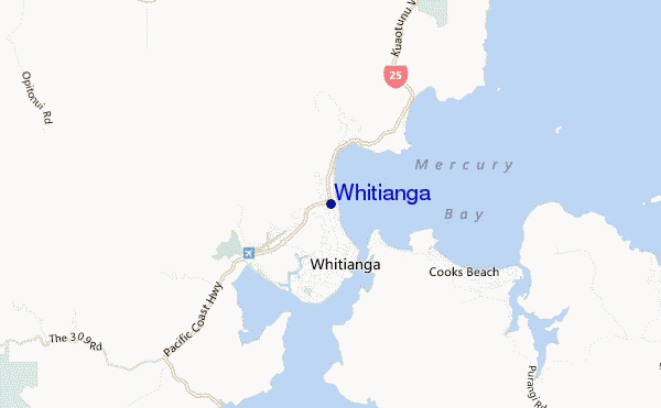 mapa de ubicación de Whitianga