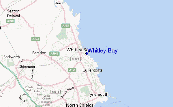 mapa de ubicación de Whitley Bay