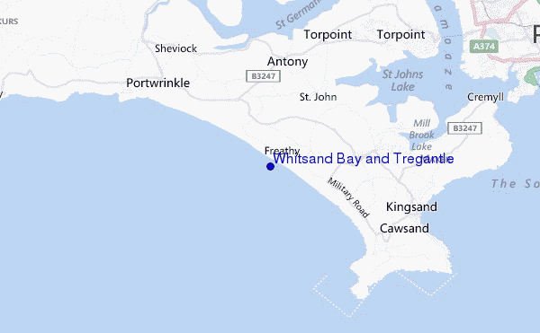 mapa de ubicación de Whitsand Bay and Tregantle