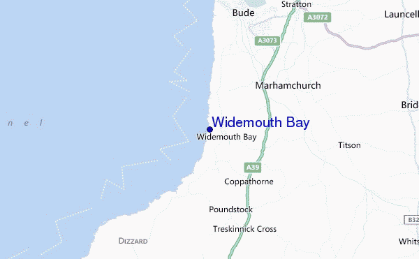 mapa de ubicación de Widemouth Bay