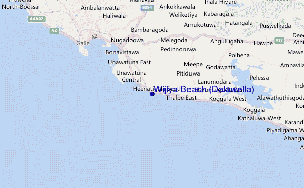 mapa de ubicación de Wijiya Beach (Dalawella)