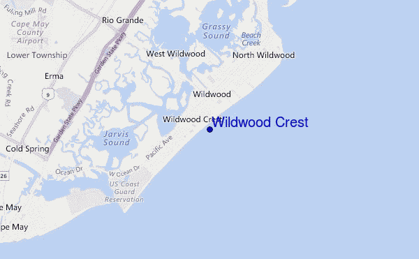 mapa de ubicación de Wildwood Crest