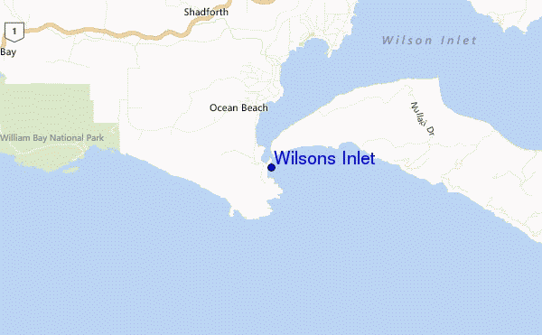mapa de ubicación de Wilsons Inlet