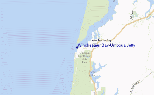mapa de ubicación de Winchesteer Bay/Umpqua Jetty