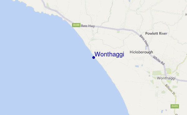 mapa de ubicación de Wonthaggi