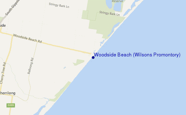 mapa de ubicación de Woodside Beach (Wilsons Promontory)