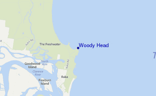 mapa de ubicación de Woody Head