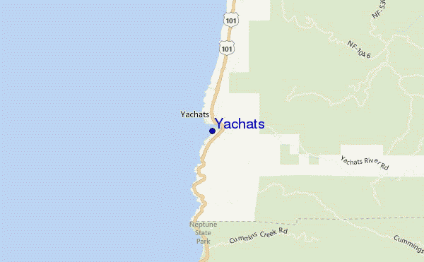 mapa de ubicación de Yachats