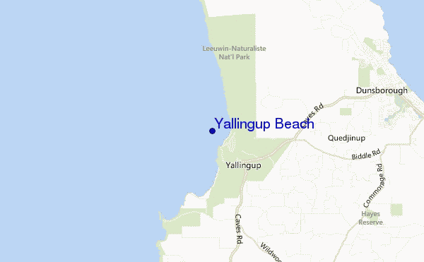 mapa de ubicación de Yallingup Beach