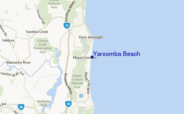 mapa de ubicación de Yaroomba Beach