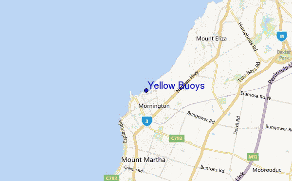 mapa de ubicación de Yellow Buoys