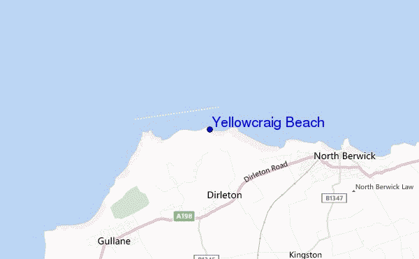 mapa de ubicación de Yellowcraig Beach