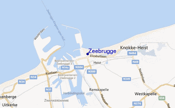 mapa de ubicación de Zeebrugge