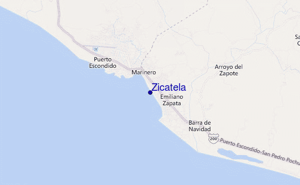 mapa de ubicación de Zicatela