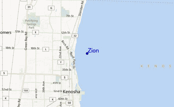 mapa de ubicación de Zion