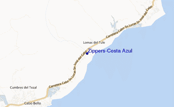 mapa de ubicación de Zippers-Costa Azul