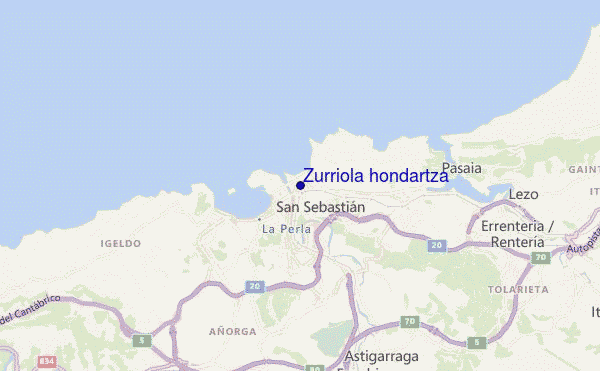 mapa de ubicación de Zurriola hondartza