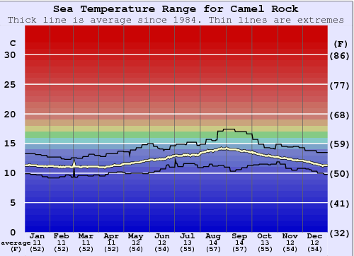 Camel Rock Gráfico de Temperatura del Mar