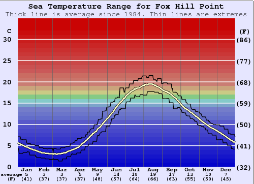 Fox Hill Point Gráfico de Temperatura del Mar