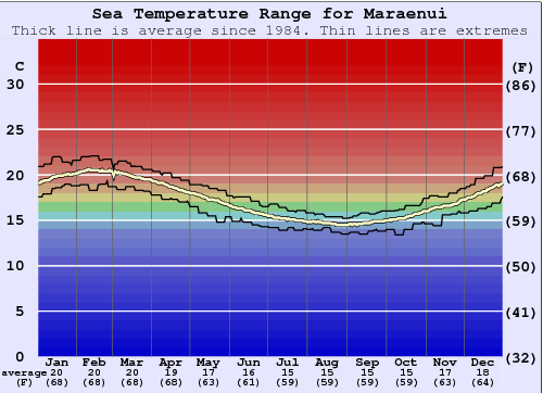 Maraenui Gráfico de Temperatura del Mar