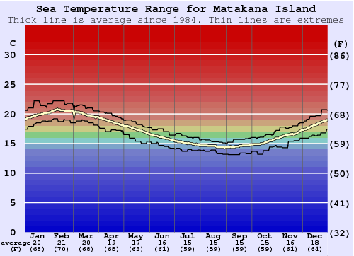 Matakana Island Gráfico de Temperatura del Mar