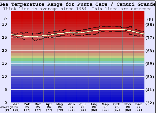 Punta Care / Camuri Grande Gráfico de Temperatura del Mar