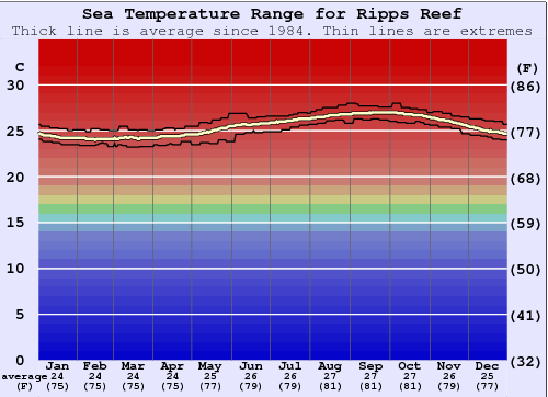 Ripps Reef Gráfico de Temperatura del Mar