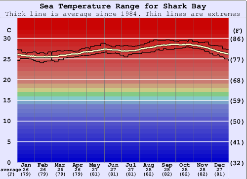 Shark Bay Gráfico de Temperatura del Mar