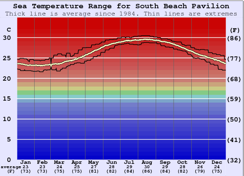 South Beach Pavilion Gráfico de Temperatura del Mar