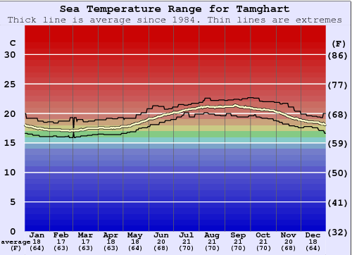 Tamghart Gráfico de Temperatura del Mar