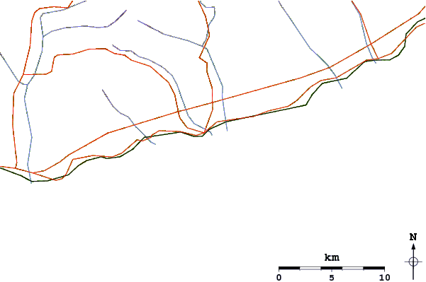 Carreteras y ríos cerca de Arma di Taggia