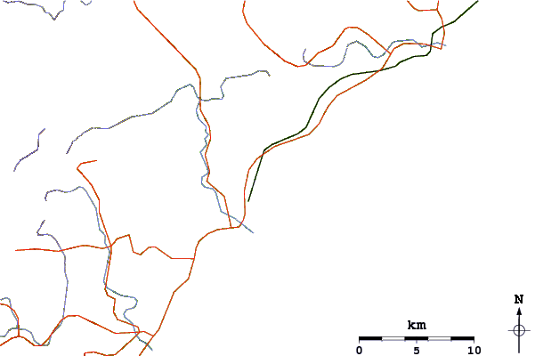 Carreteras y ríos cerca de Asakawa
