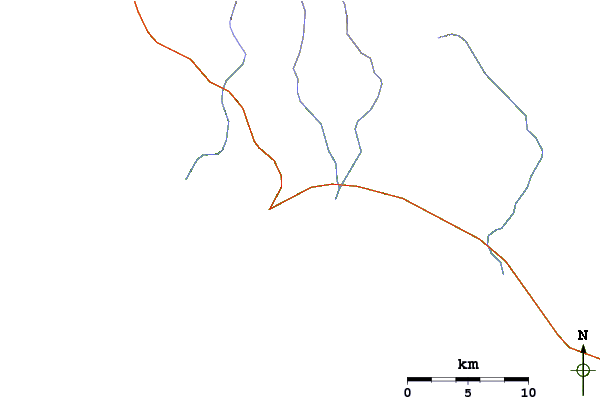 Carreteras y ríos cerca de Asuncion Bay