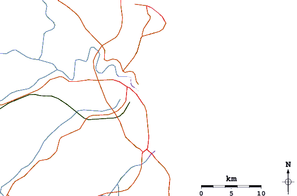 Carreteras y ríos cerca de Atalaia (Molhes)