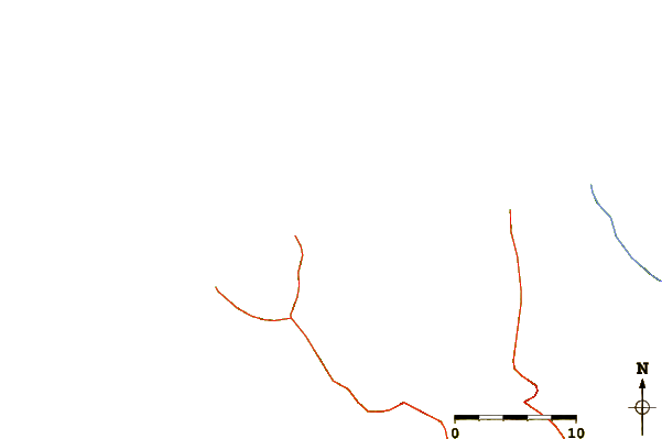 Carreteras y ríos cerca de Bahia de Cata