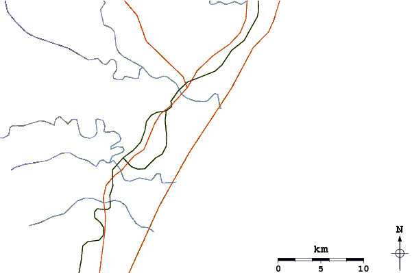 Carreteras y ríos cerca de Bog Bay