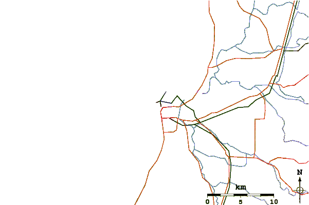 Carreteras y ríos cerca de Bunbury Bay