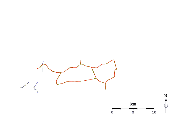 Carreteras y ríos cerca de Capo Bianco (Elba)