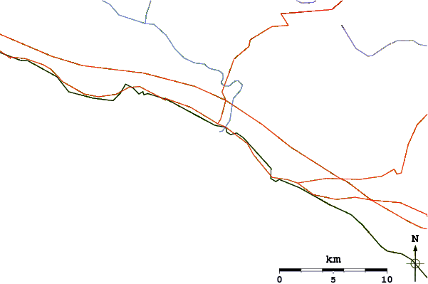 Carreteras y ríos cerca de Chiavari Entella