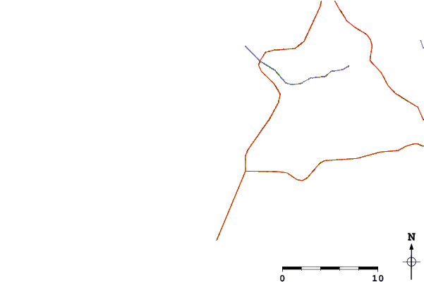 Carreteras y ríos cerca de Cordoama