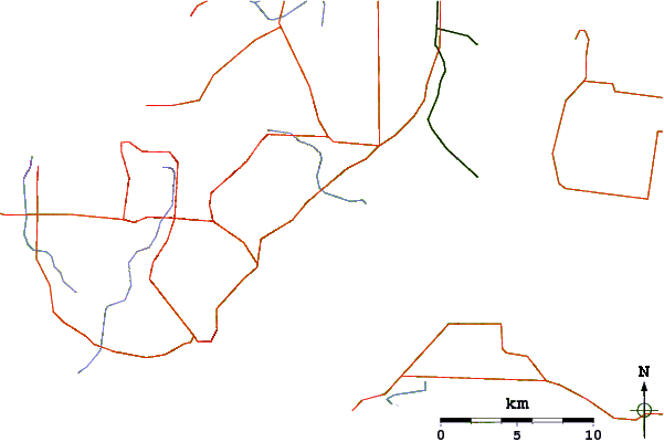 Carreteras y ríos cerca de Crunchie Pt