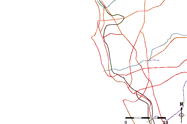Carreteras y ríos cerca de El Carmel Point