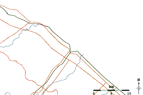 Carreteras y ríos cerca de Fano Lido (Spiaggia di Ponente)