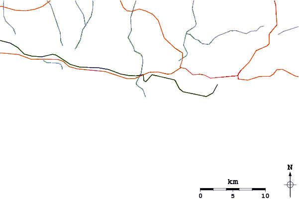 Carreteras y ríos cerca de Fish Boma