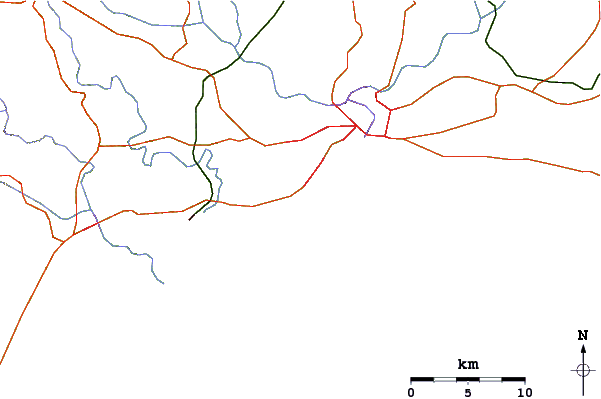Carreteras y ríos cerca de Guibia