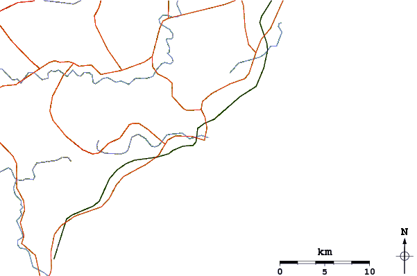 Carreteras y ríos cerca de Hashikui Bay